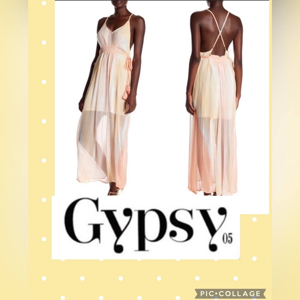 Gypsy 05 by Anthropology Tie Dye Tassel Dress in Asal Blush